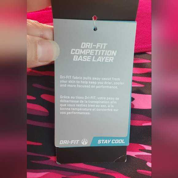NIKE NWT dry fit base layer 3/4 leggings medium pink black grey camo - Picture 5 of 10